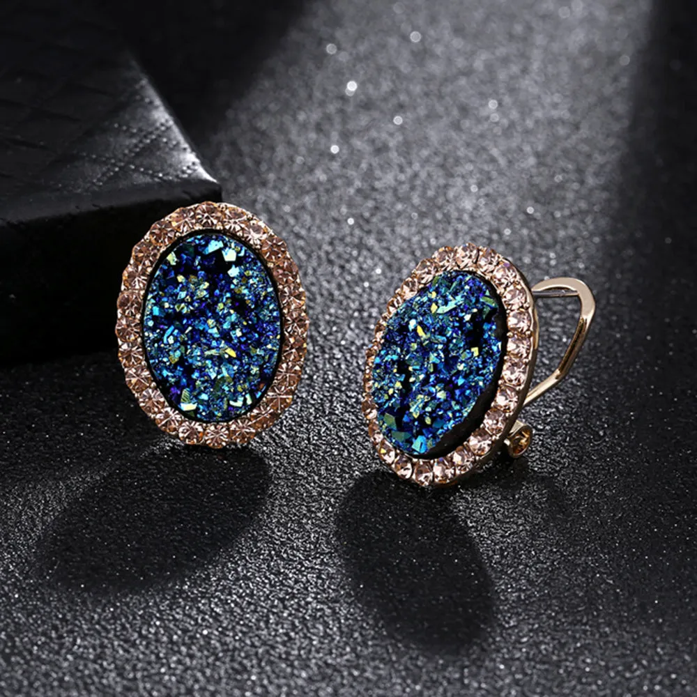 New Fashion Boutique Oval High Quality Crystal Stud Earrings For Women Round Rhinestone FREE SHIPPING XY-E550