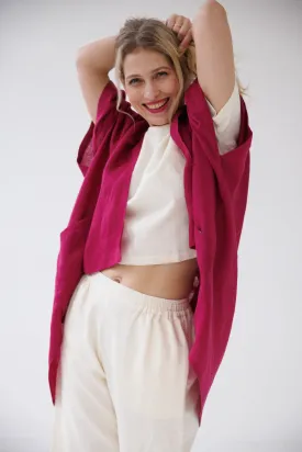 NEW! LINEN Kimono Beetroot Purple