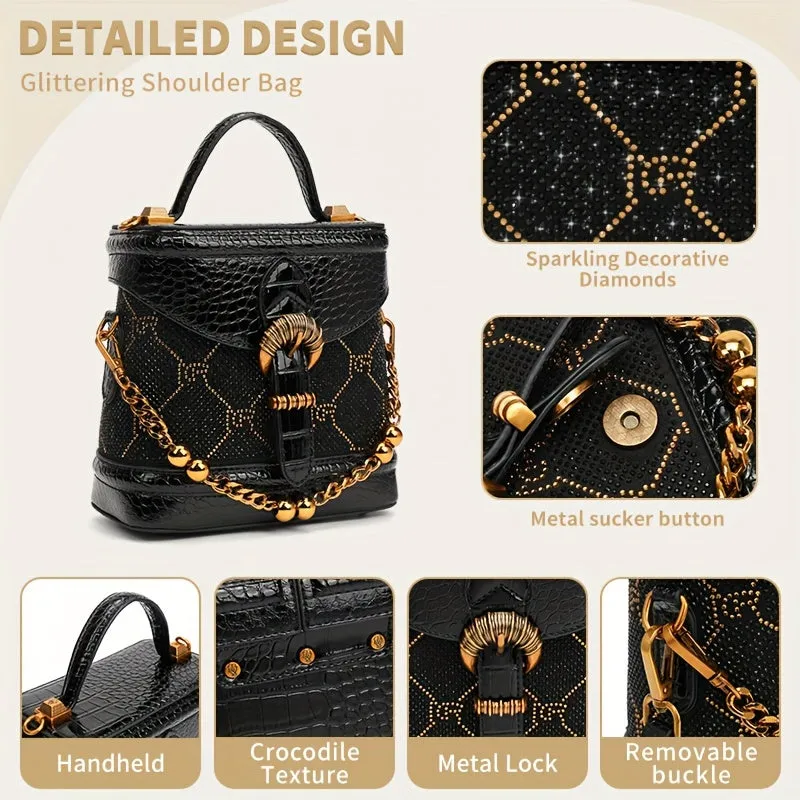 New Womens Bag  Popular Temperament Female Bag Flash Diamond Series Dinner Crossbody Shoulder Bag for Women