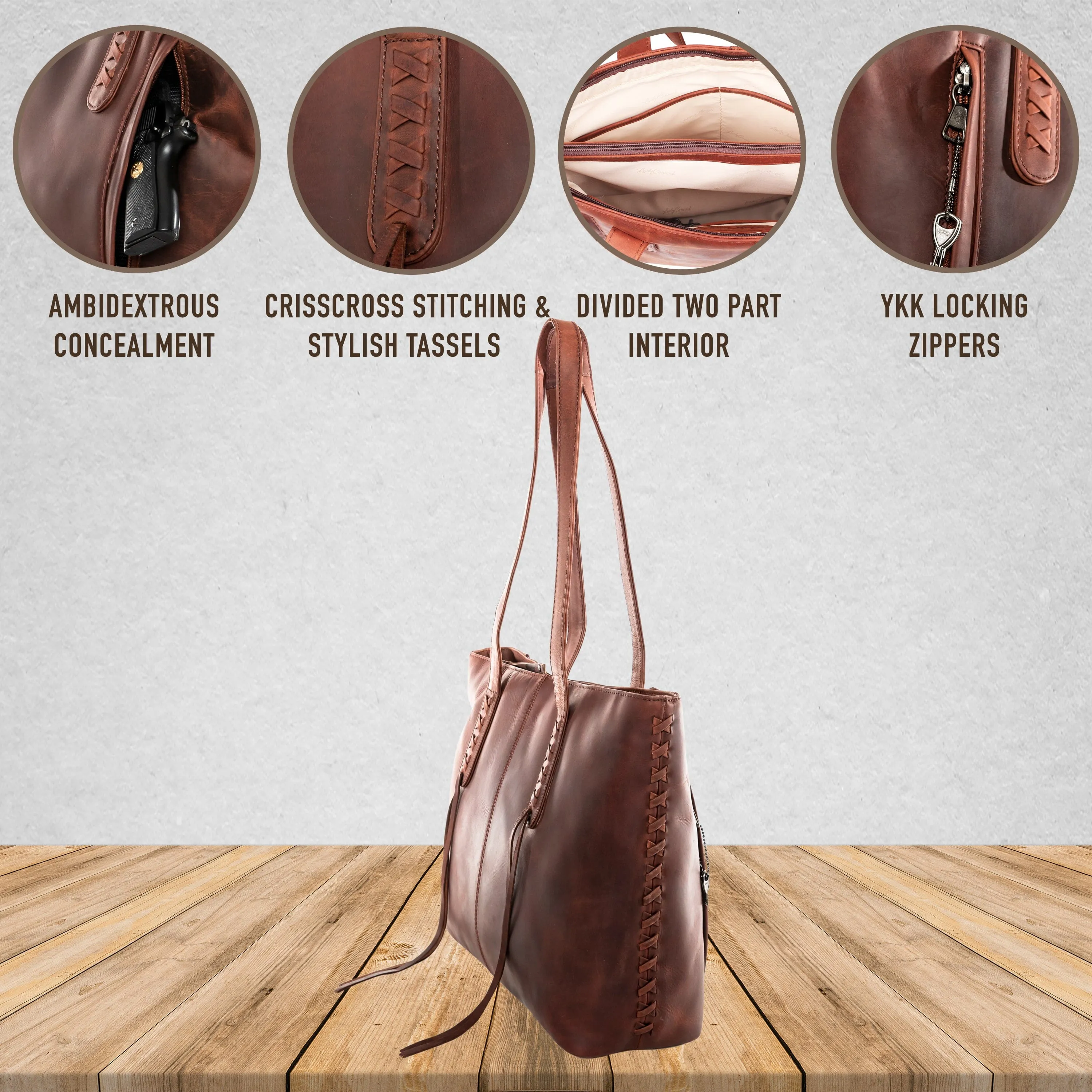 Norah Large Leather Tote  | Concealed Carry Purses for Women