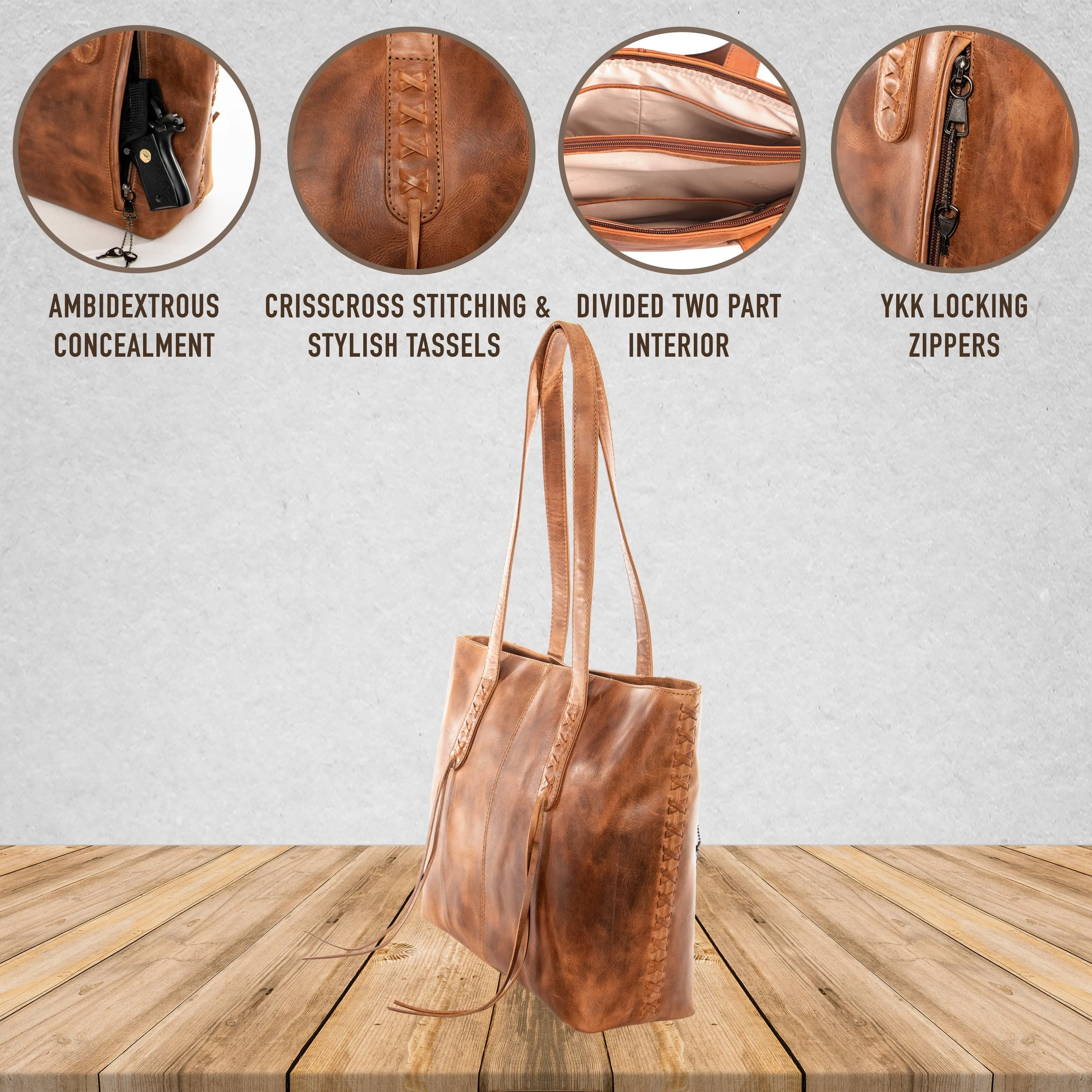 Norah Large Leather Tote  | Concealed Carry Purses for Women