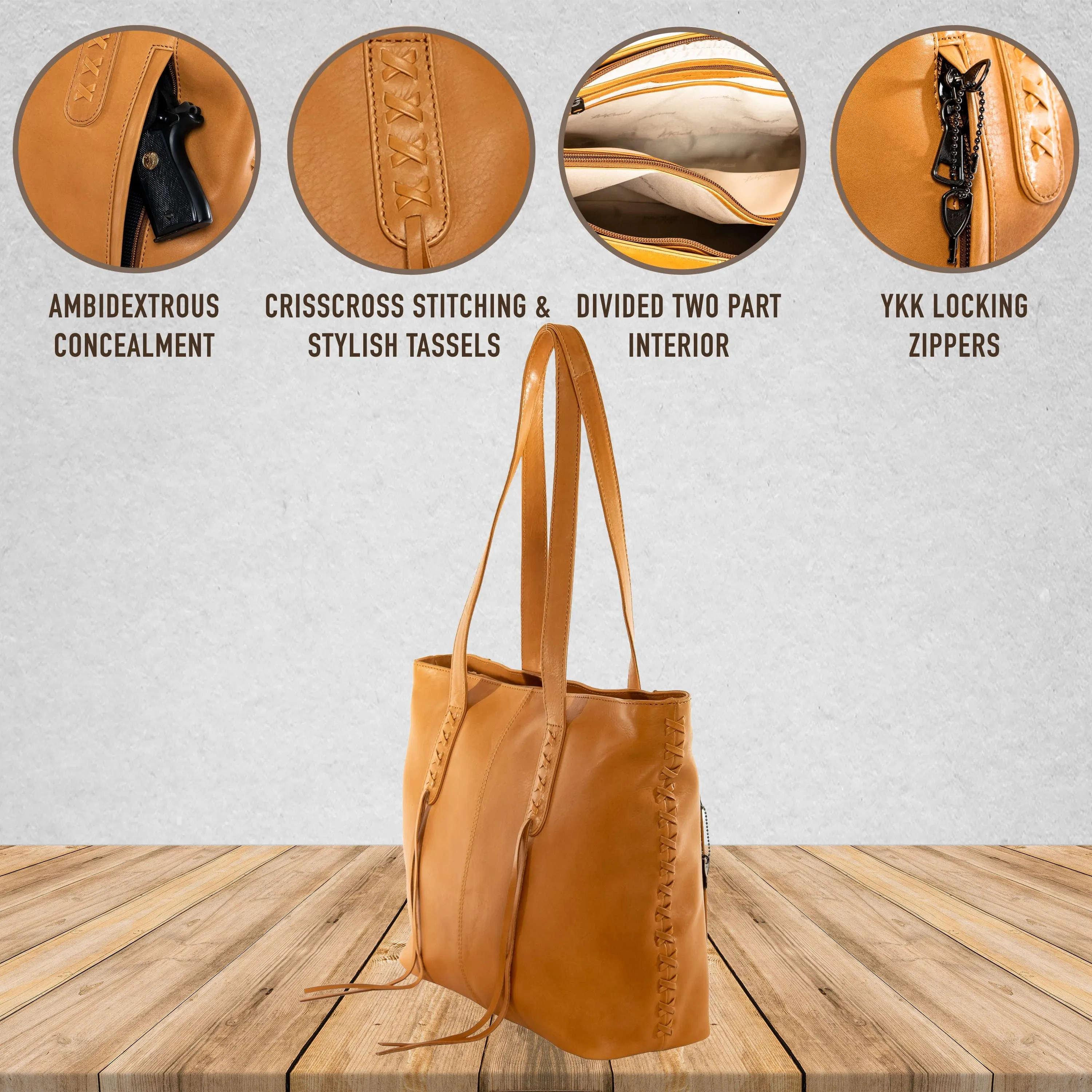 Norah Large Leather Tote  | Concealed Carry Purses for Women