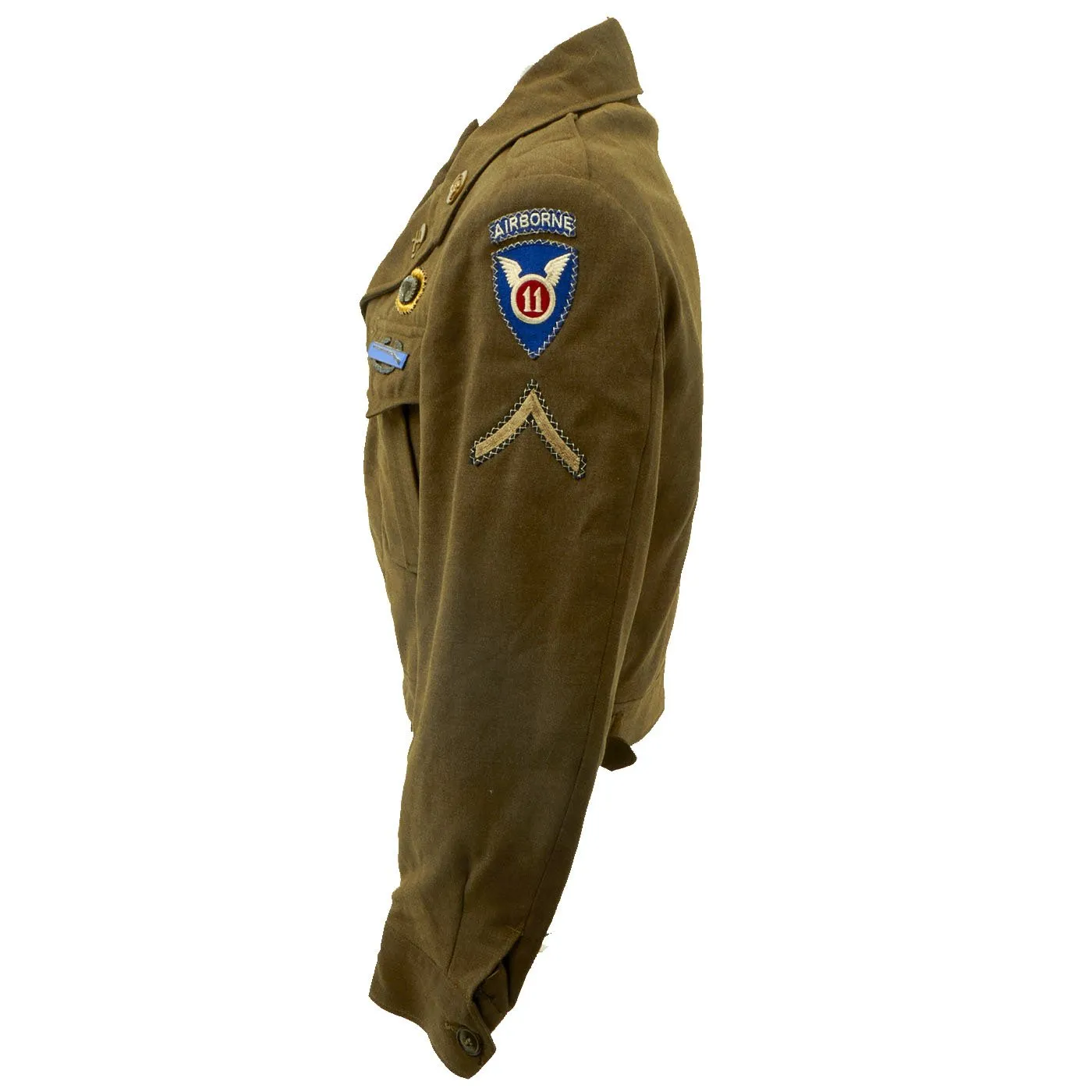 Original U.S. WWII 187th Glider Infantry Regiment (GIR) Named Ike Jacket and Hand Painted B-4 Bag