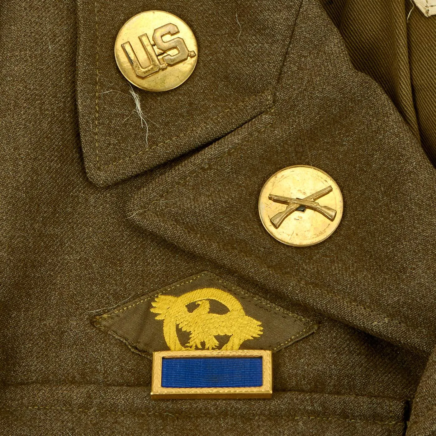 Original U.S. WWII 187th Glider Infantry Regiment (GIR) Named Ike Jacket and Hand Painted B-4 Bag