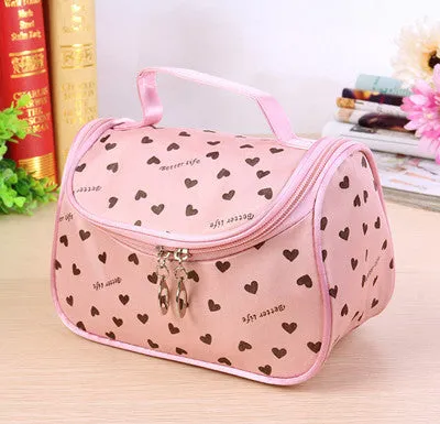 QICAI.YANZI neceser Dot Cosmetic Bag Lady Travel Organizer Accessory Toiletry Zipper 2017 Hot Sale Makeup Bag Holder Bag S386