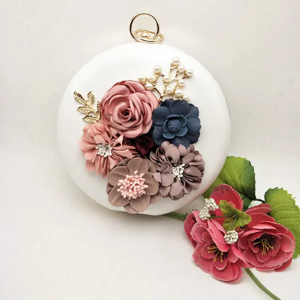 Round Flower Party Ladies Mini Evening Clutch Bags Chain Women Hand Shoulder Small Bags Fashion Crossbody Bag Minaudiere Purse