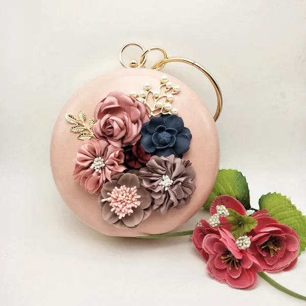 Round Flower Party Ladies Mini Evening Clutch Bags Chain Women Hand Shoulder Small Bags Fashion Crossbody Bag Minaudiere Purse