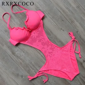 RXRXCOC Hot 4 Colors Sexy Swimwear Women Push Up One Piece Swimsuit Set Slim Monokini Maillot De Bain Bodysuit Bathing Suit