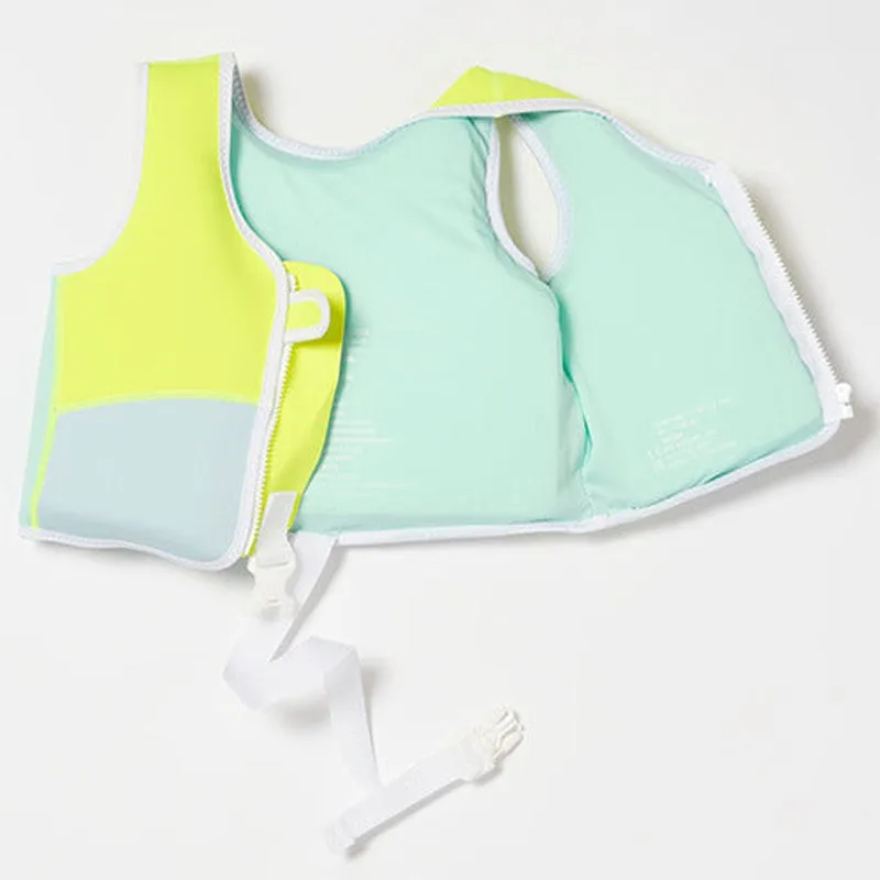 Salty the Shark Swim Vest 2-3 Aqua Neon Yellow