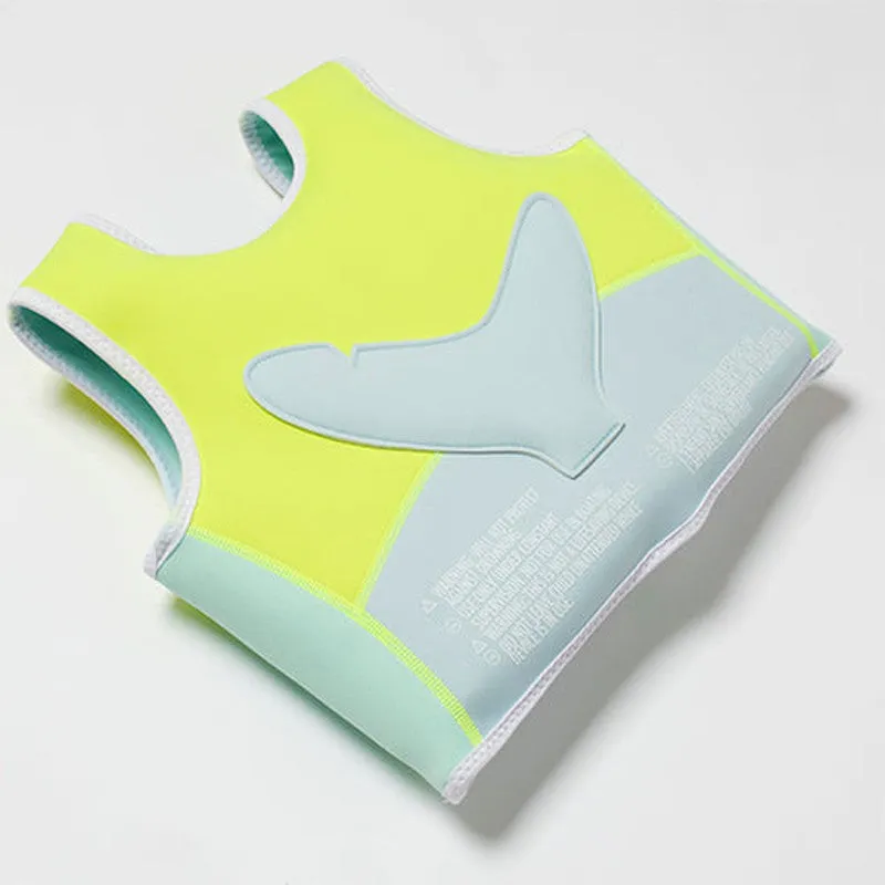 Salty the Shark Swim Vest 2-3 Aqua Neon Yellow