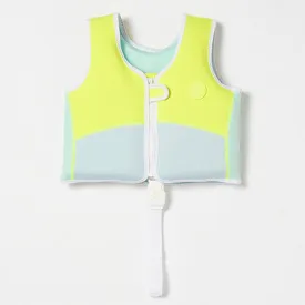 Salty the Shark Swim Vest 2-3 Aqua Neon Yellow