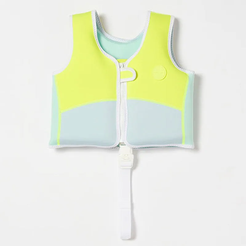 Salty the Shark Swim Vest 2-3 Aqua Neon Yellow