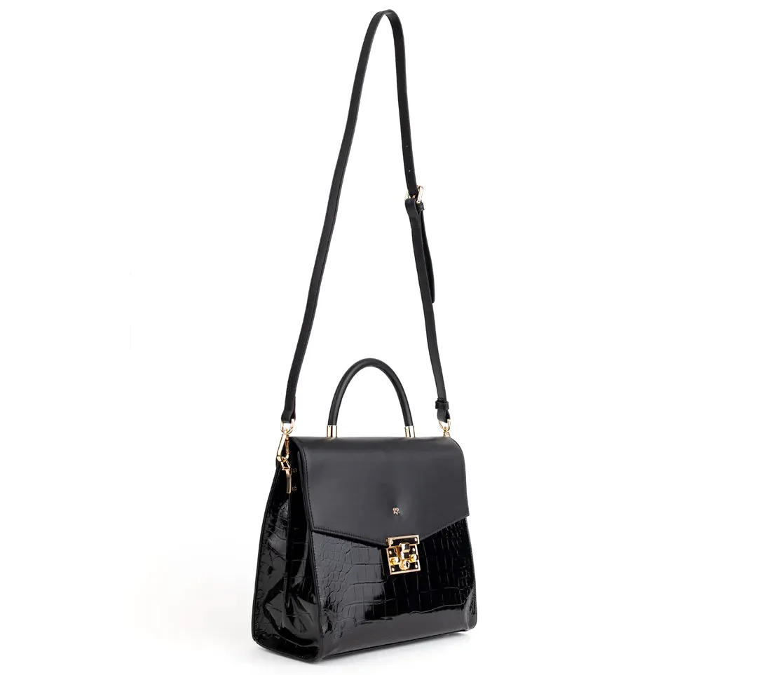 SIMONE - Black Vegan Leather Handbag