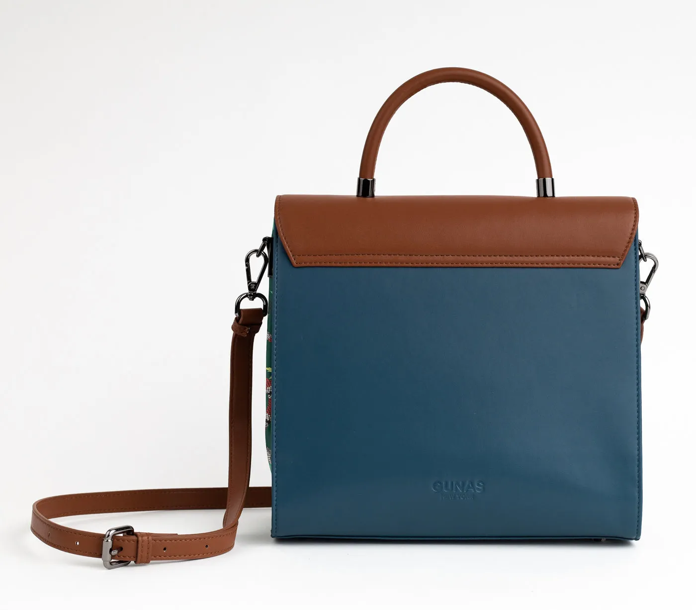 SIMONE - Blue Print Vegan Leather Handbag