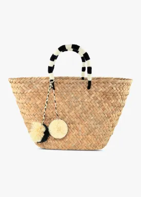 St Tropez Pom Pom Straw Tote