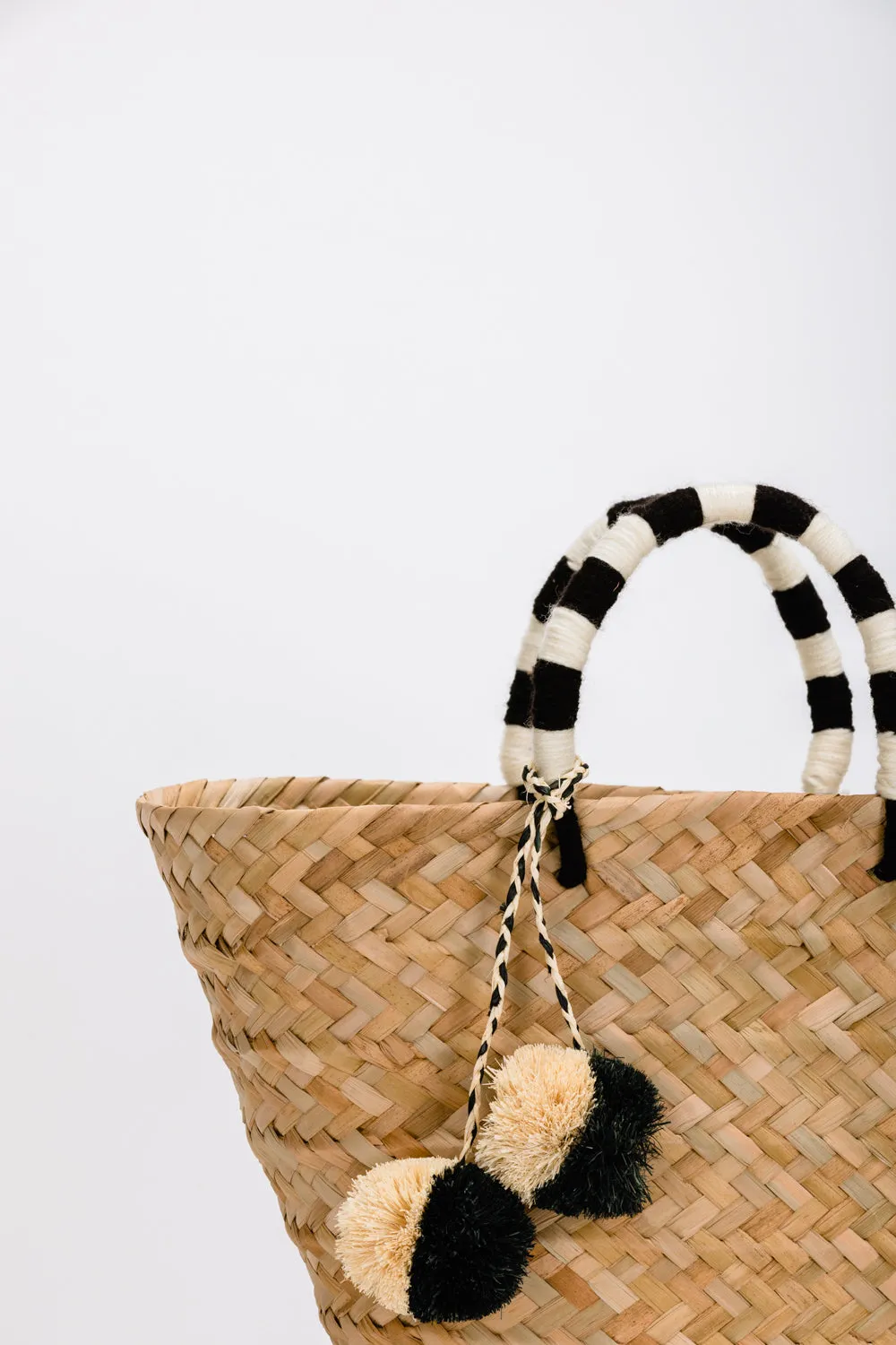 St Tropez Pom Pom Straw Tote