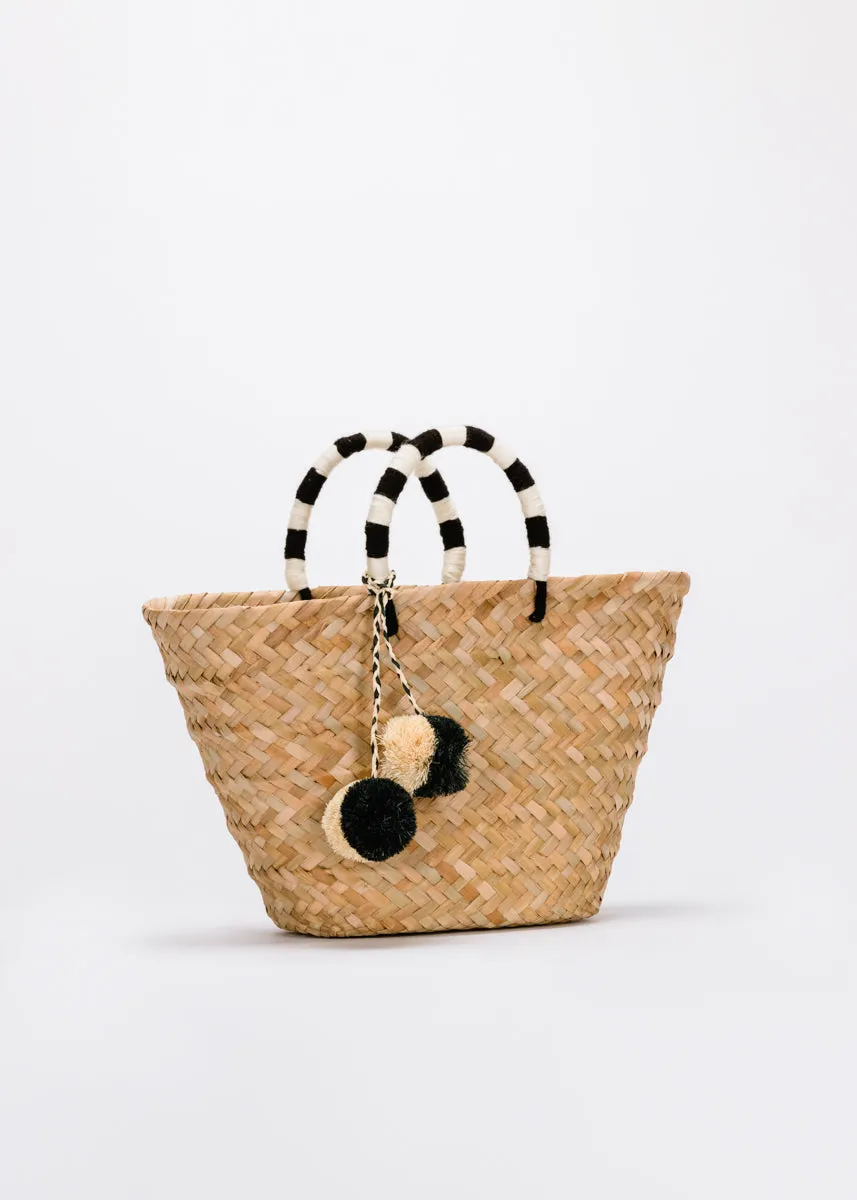 St Tropez Pom Pom Straw Tote