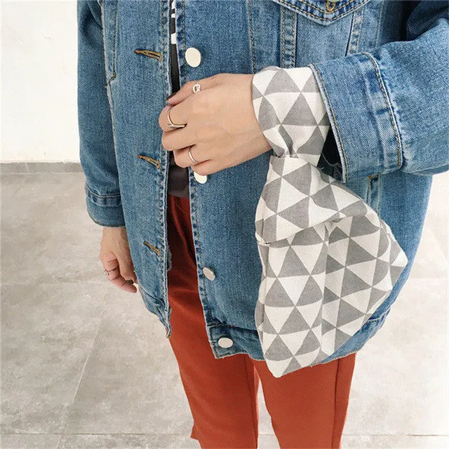 TANGIMP Cotton Wristlets Bags Women's Geometric Bolsa Feminina Lady Casual Handbag Clutch Purse Tote Wallets sac Japan Style