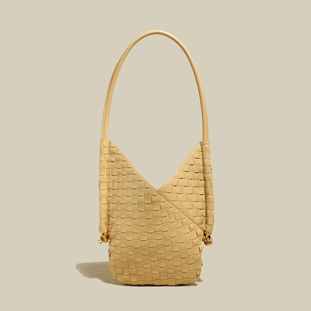 Textured V-Shaped Shoulder Bag