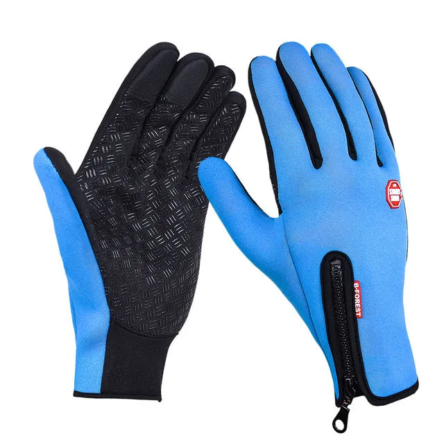 Waterproof Touch Screen Outdoor Sports Windstopper Cycling Gloves Black Bicycle Motorcycle Long Finger Plus Size Mens Women Red