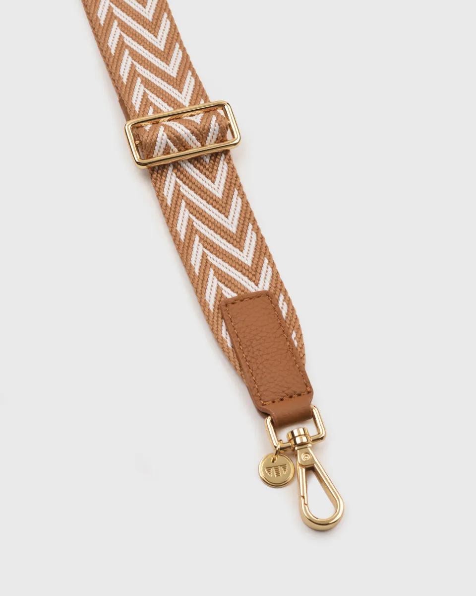 Webbing Bag Strap (Camel/White)