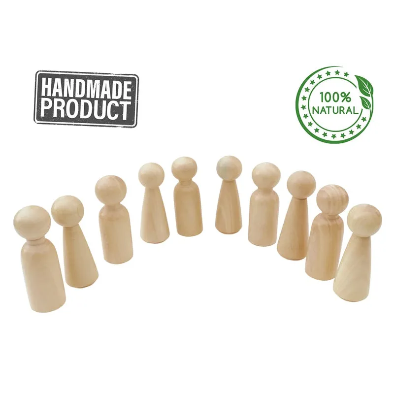 Wooden Peg Dolls 10 PCS Toy for Kids Vegetable Colored safe (NATURAL)