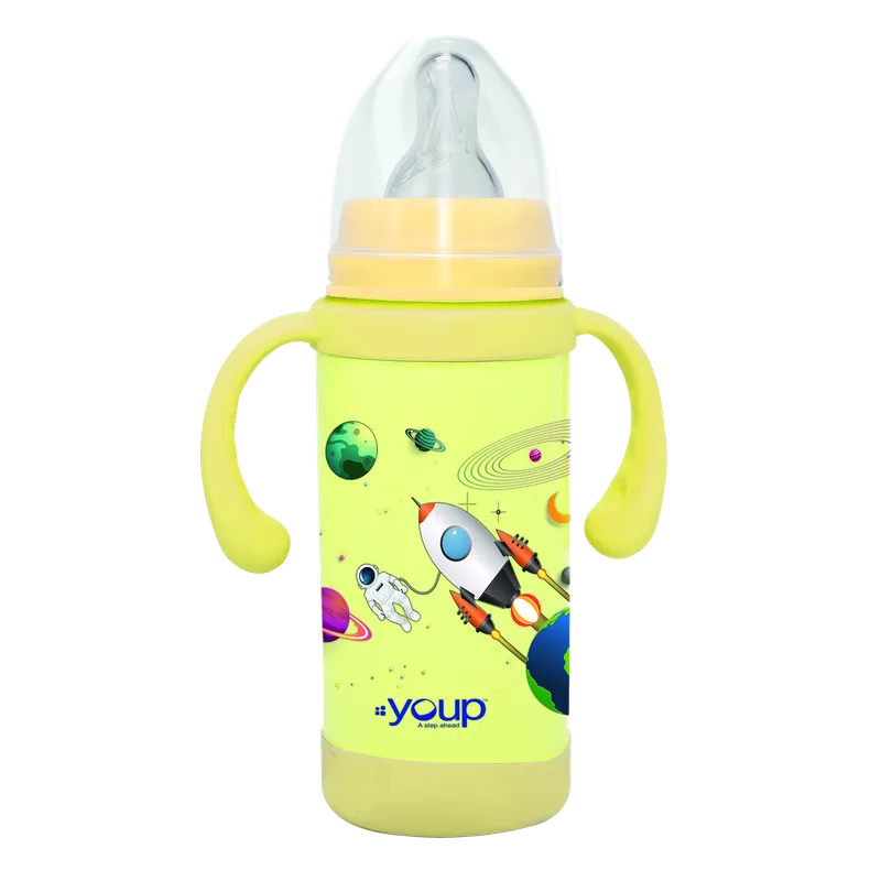 Youp Thermosteel insulated yellow color kids sipper and feeding bottle EUDORA- 220 ml